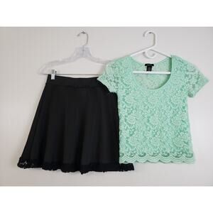 Y2K Charlotte Russe & Rue 21 Womens Juniors Top Skirt Size M Out Fit Cottagecore